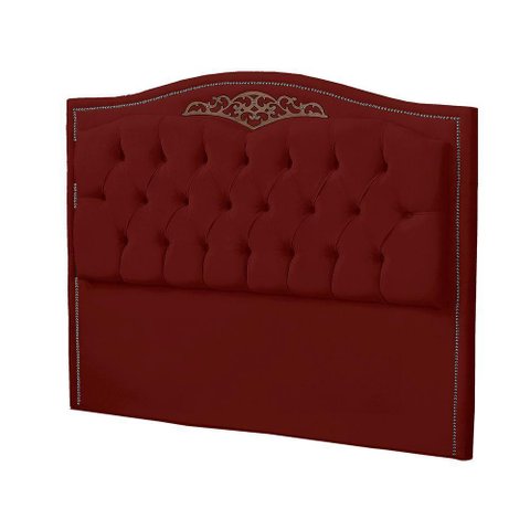 Cabeceira Casal Estofada para Cama Box Maitê Veludo Cor Marsala
