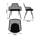 Ver imagem 3 de Kit 2 Cadeiras Trama Base Aço Carbono Preto Fosco com Braço e Encosto Junco Sintético Preto e Assent