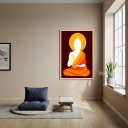 Ver imagem 1 de Quadro Decorativo Buda em Tons Alaranjados - 70x50cm:moldura Preta