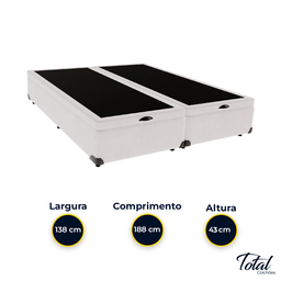 Cama Box Baú Casal Bipartida Sintético Branco - 4