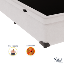 Cama Box Baú Casal Bipartida Sintético Branco - 3