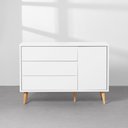 Ver imagem 4 de Kit Quarto Infantil Theo com Pés Retrô Natural - Berço + Cômoda 3 Gavetas e 1 Porta - Branco Fosco a