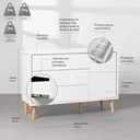 Ver imagem 5 de Kit Quarto Infantil Theo com Pés Retrô Natural - Berço + Cômoda 3 Gavetas e 1 Porta - Branco Fosco a