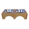Comedouro Pet Elevado Duplo G - Potes Inox Madeira Lapa - 1