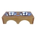 Ver imagem 1 de Comedouro Pet Elevado Duplo G - Potes Inox Madeira Lapa