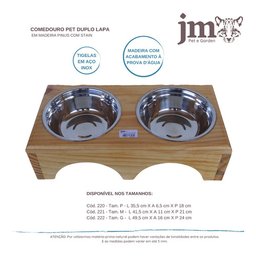 Comedouro Pet Elevado Duplo G - Potes Inox Madeira Lapa - 2