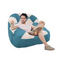 Ver imagem 2 de Poltrona Paloma Escritório Sala Pé Plástico Suede Azul Turquesa e Suede Bege - Dominic Decor