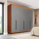 Ver imagem 1 de Roupeiro Casal Madri 6 Portas 4 Gavetas 242x214cm Cinza/Freijó 250702