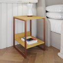 Ver imagem 1 de Mesa Cabeceira Lateral de Cama Industrial Canela Tókio Base Cobre