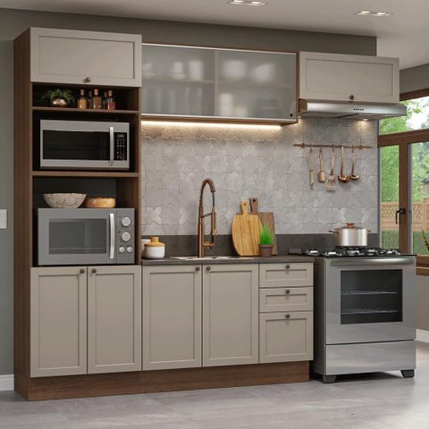 Armário de Cozinha Completa 270 Cm Rustic/crema Vik Madesa 03