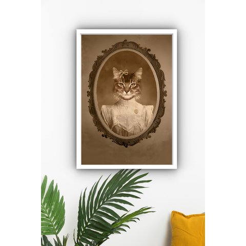 Quadro Decorativo Gata Provençal - 70x50cm:moldura Preta