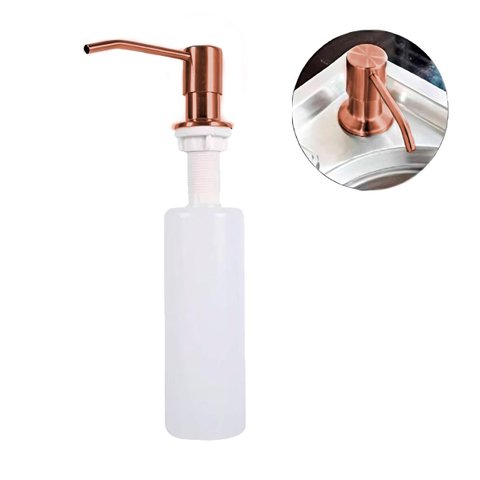 Dispenser Detergente Rose Gold Dourado Embutido Porta Sabonete de Embutir 500 Ml - Demima