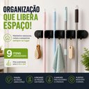 Ver imagem 5 de Suporte Organizador de Parede Porta Vassoura Rodos Cabos Ganchos Multiuso Plástico Resistente