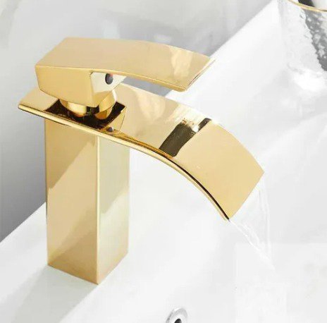 Torneira Banheiro Cascata Monocomando Misturador Baixa Gold Dourada - 3