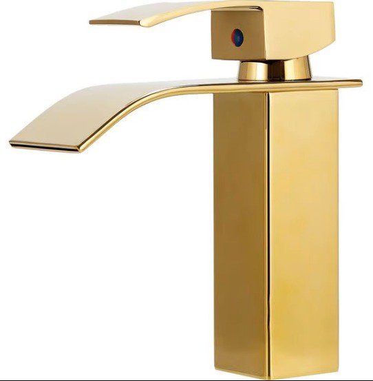 Torneira Banheiro Cascata Monocomando Misturador Baixa Gold Dourada - 1