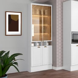 Cristaleira 2 Portas Vidro Bella Branco Mdf 70cm Carraro - 1