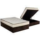 Ver imagem 1 de Cama Box Baú Casal: Colchão Molas Luckspuma Bonnel Montreal Spring + Base CRC Suede Brown(138x188)