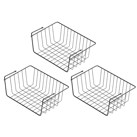 3 Cesto Suspenso Organizador Encaixe Armário Prateleira 46cm