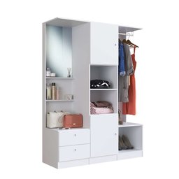 Guarda Roupa Closet C/ Espelho 136,6cm 02 Portas e 02 Gavetas Gr1400 Art In Móveis - Branco - 4