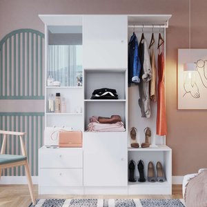 Guarda Roupa Closet C/ Espelho 136,6cm 02 Portas e 02 Gavetas Gr1400 Art In Móveis - Branco