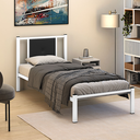 Ver imagem 3 de Cama Solteiro Bruna em Aço Industrial Branco Estilo Militar com Cabeceira Estofada Preto