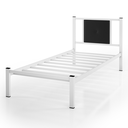 Ver imagem 1 de Cama Solteiro Bruna em Aço Industrial Branco Estilo Militar com Cabeceira Estofada Preto