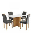 Ver imagem 2 de Conjunto Sala de Jantar 4 Lugares Retangular em MDF 120x80cm Cinamomo Off White Grafite