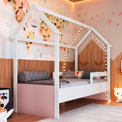 Cama Infantil Montessoriana Soninho Branco/rosa - Panorama Móveis