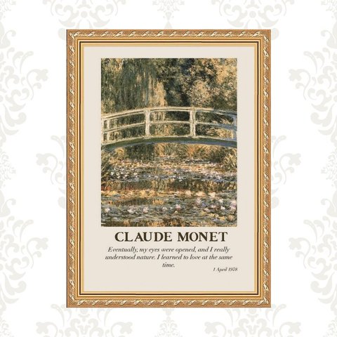 Quadro Moldura Dourada Monet - Ponte 24x18cm:com Acetato