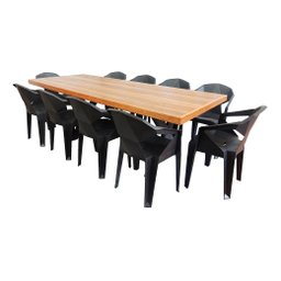 Jogo Mesa Industrial Texas 2,20m e 10 Cadeira New Diamond - 1