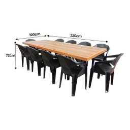 Jogo Mesa Industrial Texas 2,20m e 10 Cadeira New Diamond - 2