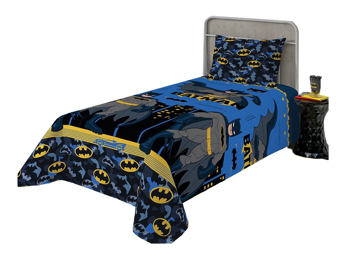 Jogo de Cama Infantil Lepper Batman Solteiro 2 Peças Microfibra Azul - 1