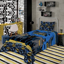 Jogo de Cama Infantil Lepper Batman Solteiro 2 Peças Microfibra Azul - 2