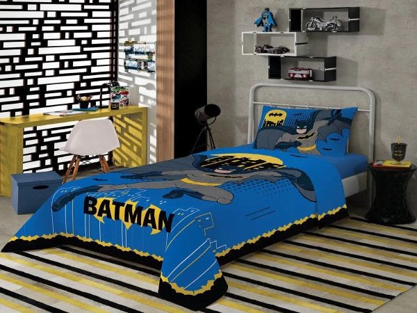 Jogo De Cama Soteiro Infantil Batman Azul Algodão 2 Pçs Lepper - 1