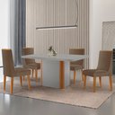 Ver imagem 1 de Mesa de Jantar Isadora 120cm Tampo Mdf Vidro com 4 Cadeiras Lisboa