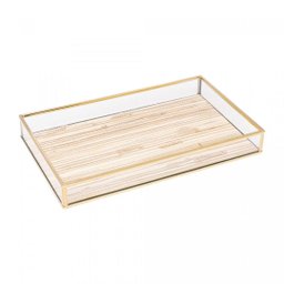 Bandeja de Metal Dourada com Palha 20cm X 30cm X 3cm - Lyor - 3
