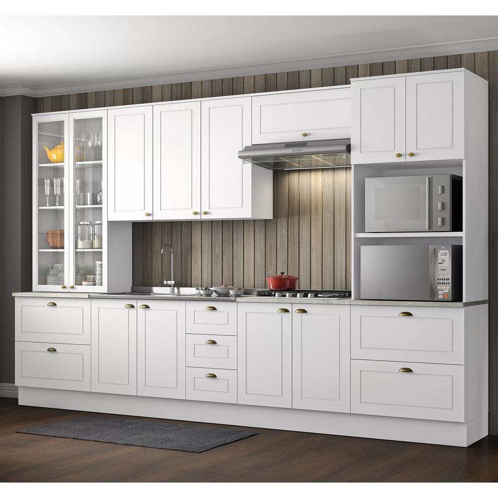 Cozinha Modulada Nova York 12 Portas 7 Gavetas Henn - Branco HP