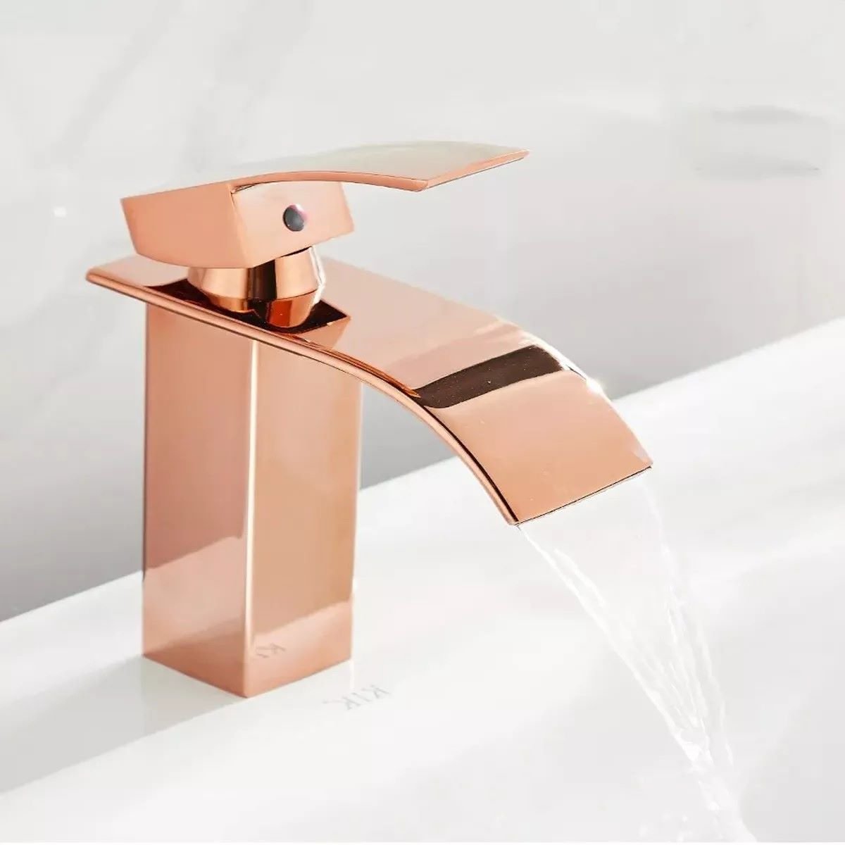 Torneira Cascata Monocomando Banheiro Lavabo Rose Gold Luxo - 2