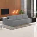 Ver imagem 1 de Sofá Ilha Modulado Milos 312cm Puff Lateral Cinza Escuro Preto Manchado Bouclê/pu G33 - Gran Belo