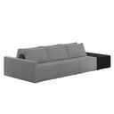 Ver imagem 2 de Sofá Ilha Modulado Milos 312cm Puff Lateral Cinza Escuro Preto Manchado Bouclê/pu G33 - Gran Belo