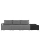 Ver imagem 7 de Sofá Ilha Modulado Milos 312cm Puff Lateral Cinza Escuro Preto Manchado Bouclê/pu G33 - Gran Belo