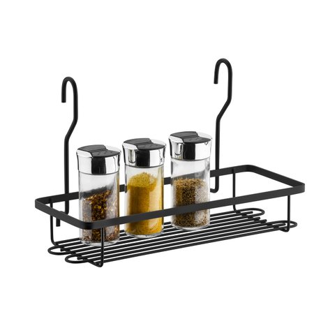Suporte Aéreo Simples Porta Condimentos de Cozinha Schmitt:Preto