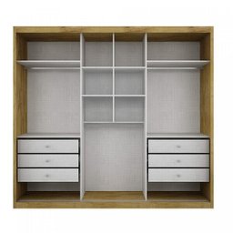 Guarda Roupa Casal com Espelho 3 Portas de Correr 6 Gavetas Paradizzo Gold Yescasa - 4