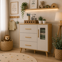 Ver imagem 1 de Cômoda Infantil Peroba Sky 1 Porta Janela Off White Amêndoa