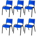 Ver imagem 2 de Cadeira Iso Base Preto Escola, Escritório Azul Kit 6 Un
