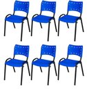 Ver imagem 2 de Cadeira Iso Base Preto Escola, Escritório Azul Kit 6 Un