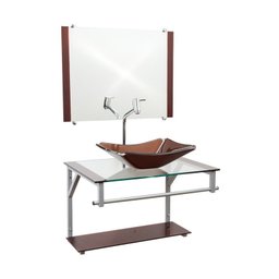 Gabinete de Vidro 60cm para Banheiro Cuba Chanfrada Marrom - DaHora - 2