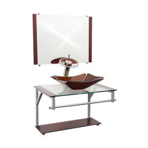 Gabinete de Vidro 60cm para Banheiro Cuba Chanfrada Marrom - DaHora