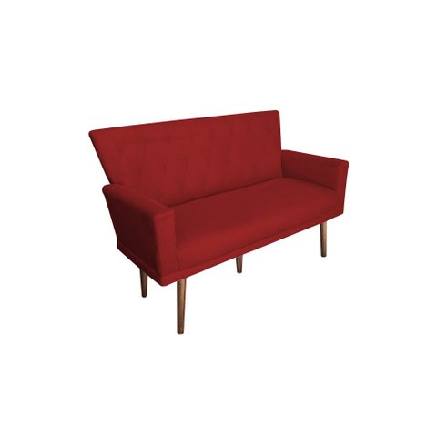Namoradeira Decorativa Aurora Suede Vermelho Pés Madeira Mz Decor