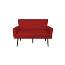 Ver imagem 2 de Namoradeira Decorativa Aurora Suede Vermelho Pés Madeira Mz Decor